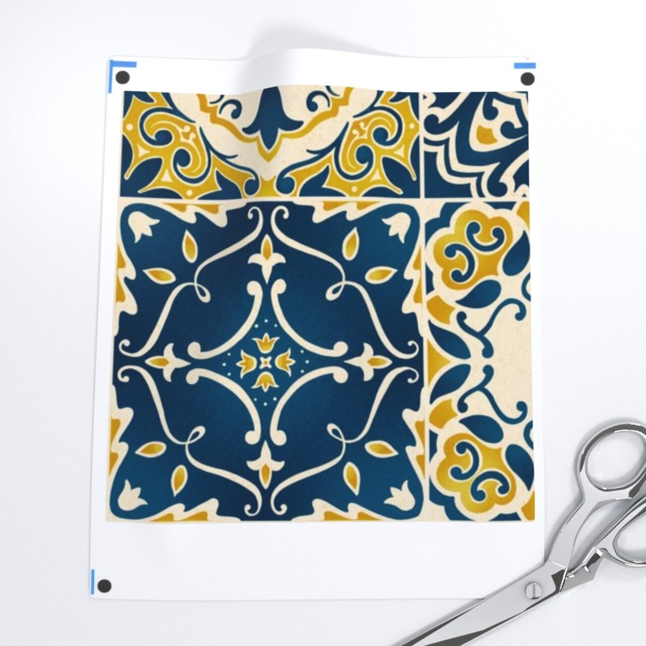 Yellow Tiles Lemons Cheater Quilt Italian Mediterranean Azulejos Sicilian Karge Scale Tuscan Custom Removable Wallpaper by Spoonflower Peel & Stick Wallpaper 2FT Wide